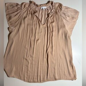 Maison D’ Amelie Paris Tan Blouse with Tie Neck